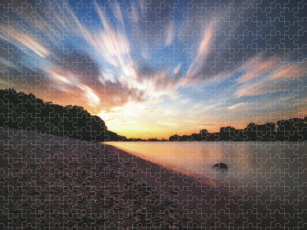 Worms Jigsaw Puzzle featuring the photograph Sunset at the Riverside by Marc Braner