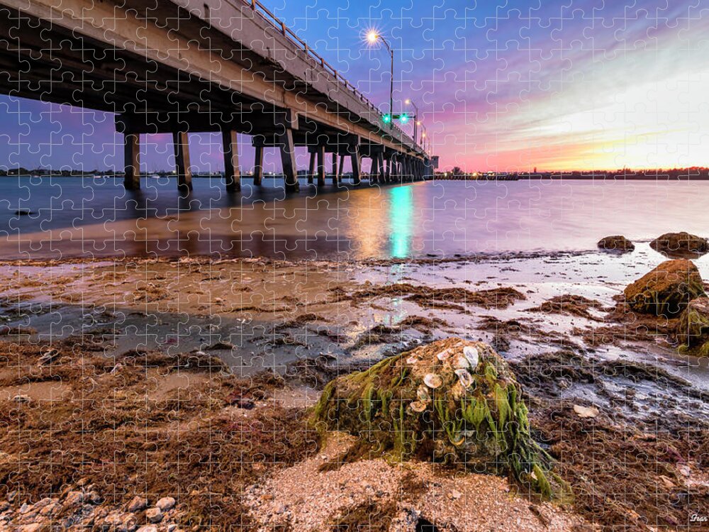 Sunset Jigsaw Puzzle featuring the photograph Sunset by the Drawbridge by Fran Gallogly