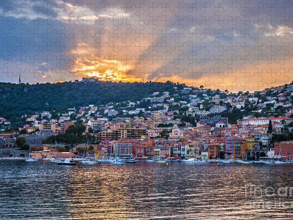 Villefranche-sur-mer Jigsaw Puzzle featuring the photograph Sunset in Villefranche-sur-Mer by Elena Elisseeva