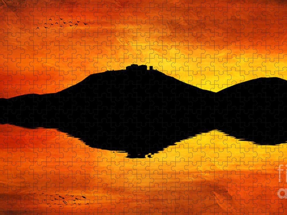 Sunset Jigsaw Puzzle featuring the digital art Sunset Island by Ian Mitchell