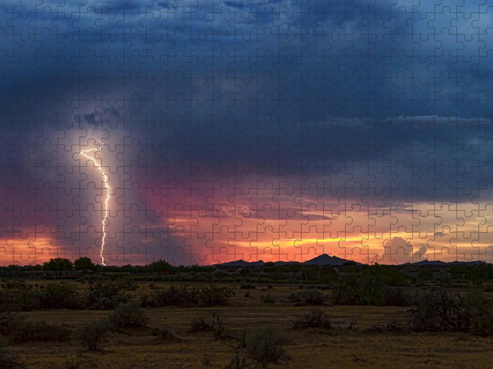 Sunset Jigsaw Puzzle featuring the photograph Sunset Lightning by Saija Lehtonen