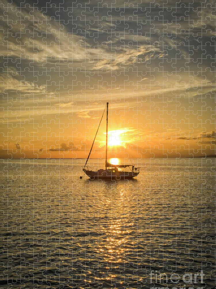 Sunset Molokai Jigsaw Puzzle featuring the photograph Sunset Molokai by Mitch Shindelbower