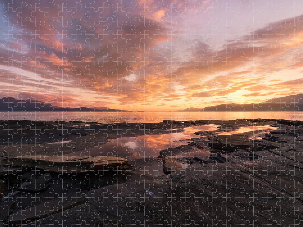Sunset Jigsaw Puzzle featuring the photograph Sunset on the rocks by Tor-Ivar Naess
