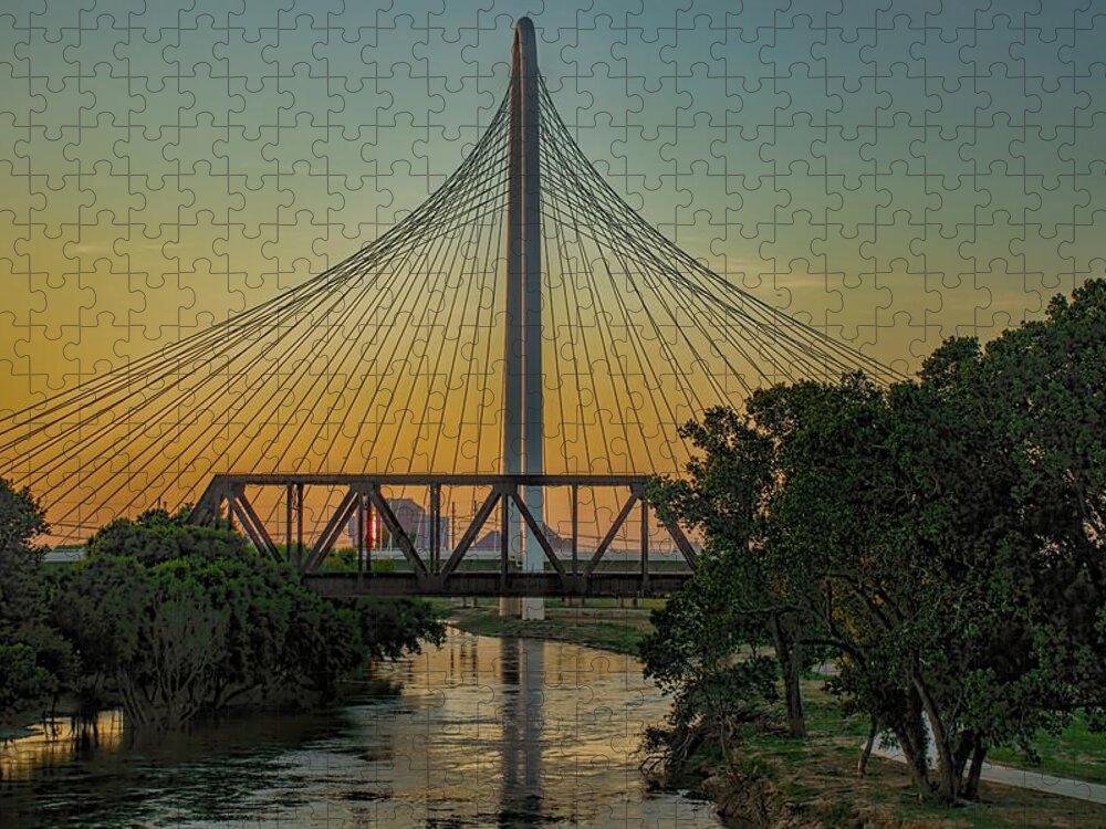 Landscape Jigsaw Puzzle featuring the photograph Sunset on the Trinity by Diana Mary Sharpton