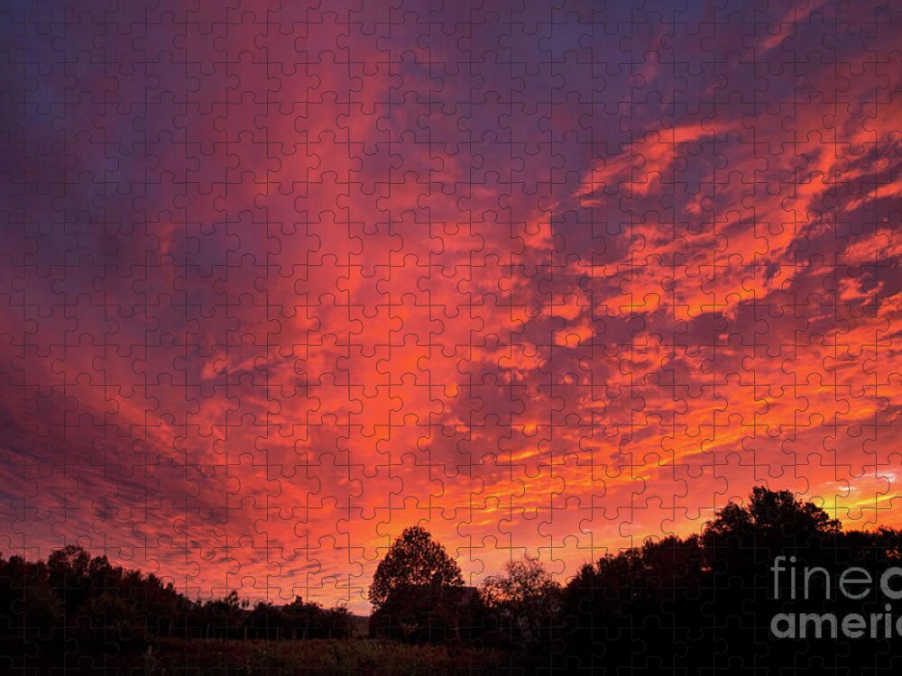 Maine Jigsaw Puzzle featuring the photograph Sunset Over a Maine Farm by Alana Ranney
