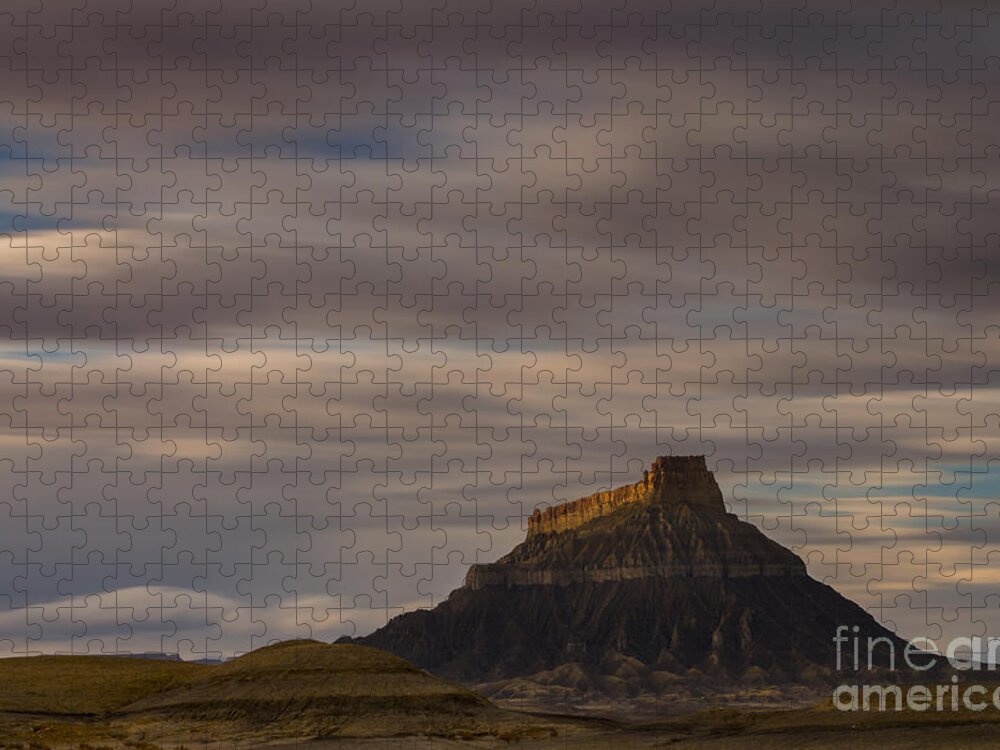 Factory Butte Jigsaw Puzzle featuring the photograph Sunset over Factory Butte by Keith Kapple