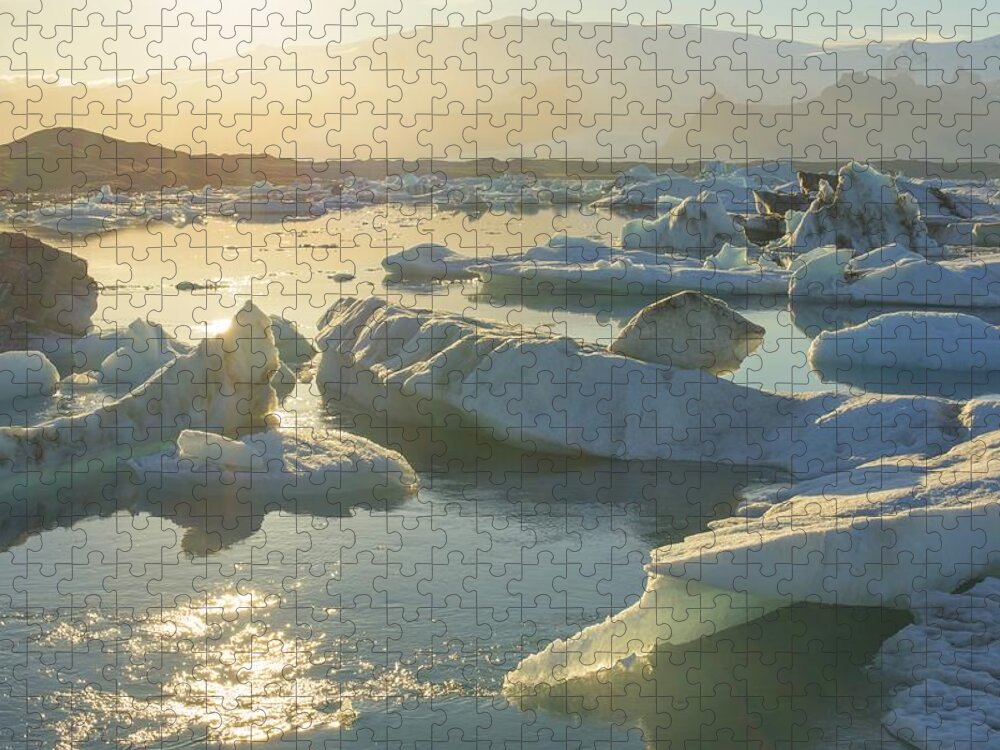 Iceland Jigsaw Puzzle featuring the photograph Sunset over Jokulsarlon Glacier Lagoon by Brad Scott