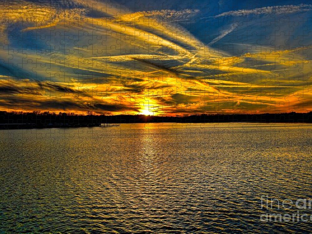 Diana Jigsaw Puzzle featuring the photograph Sunset over Lake Palestine by Diana Mary Sharpton