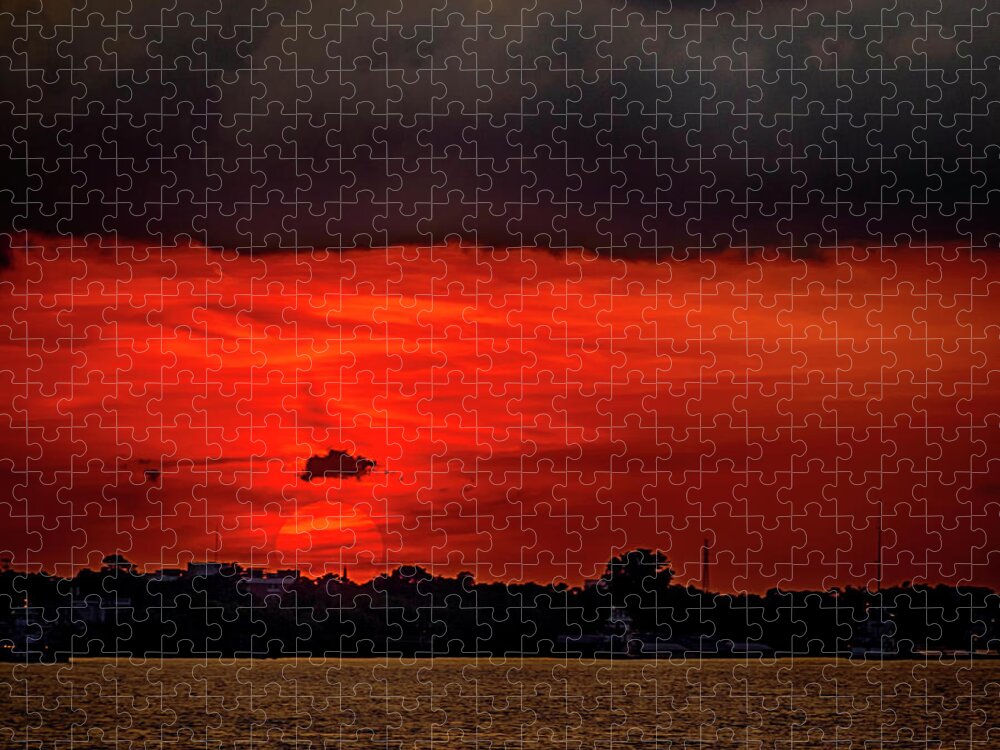 Landscape Jigsaw Puzzle featuring the photograph Sunset over New Orleans LA DSC05092 by Greg Kluempers