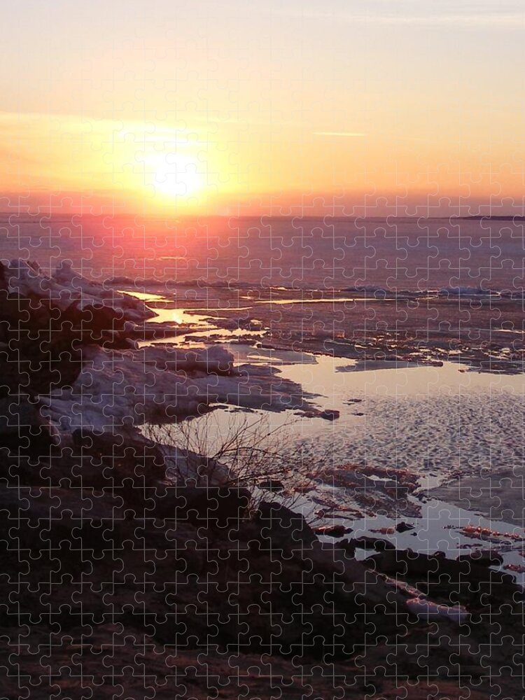 Evening Jigsaw Puzzle featuring the photograph Sunset over Oneida Lake - vertical by Lori Kingston