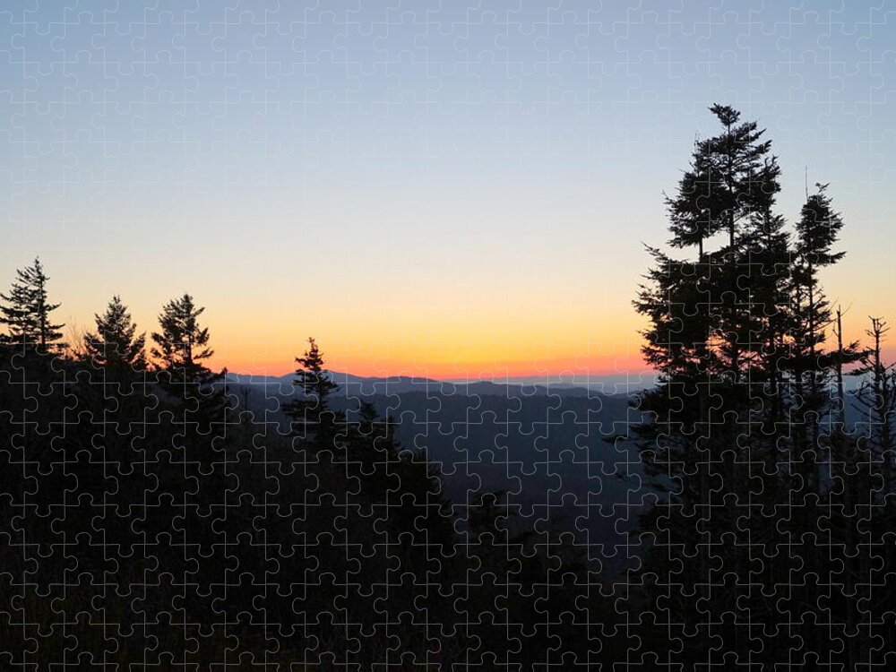 Sunset Jigsaw Puzzle featuring the photograph Sunset over the Smokies by Beth Collins