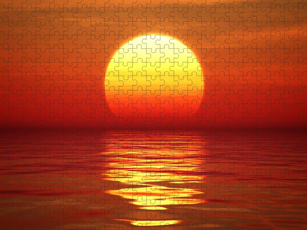 Sunset Jigsaw Puzzle featuring the photograph Sunset over tranqual water by Johan Swanepoel
