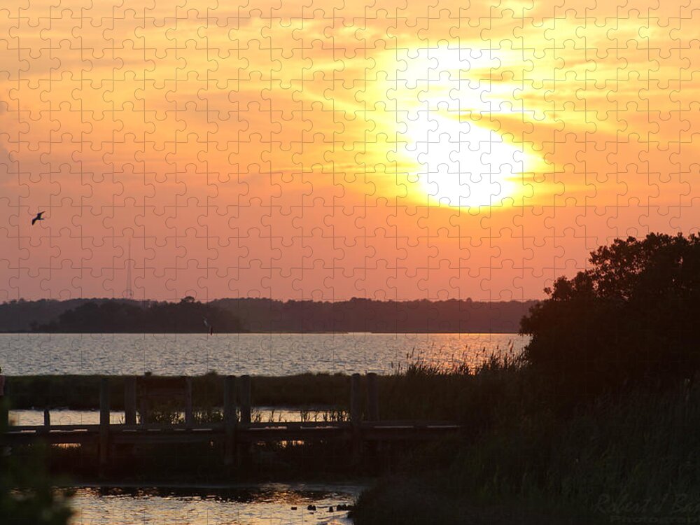 Sun Jigsaw Puzzle featuring the photograph Sunset Over Wetlands Walkway by Robert Banach