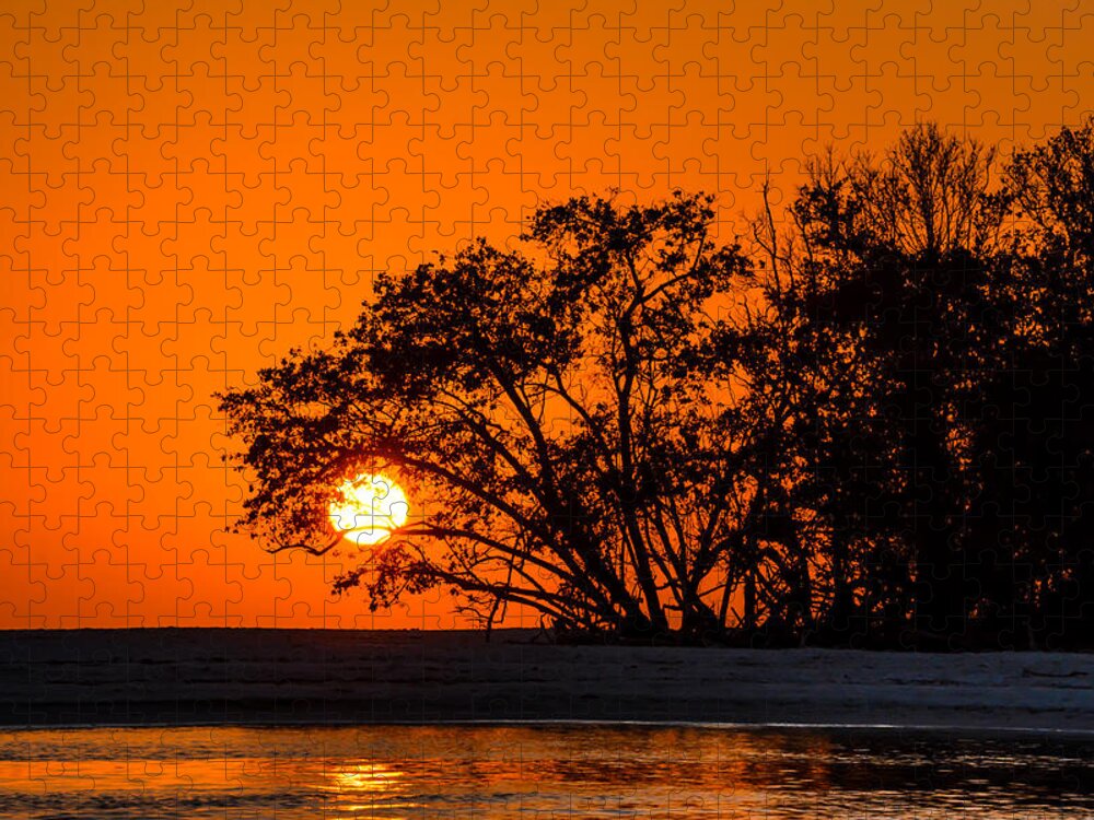 Estero Bay. Florida Jigsaw Puzzle featuring the photograph Sunset Sillouette by Robert McKay Jones