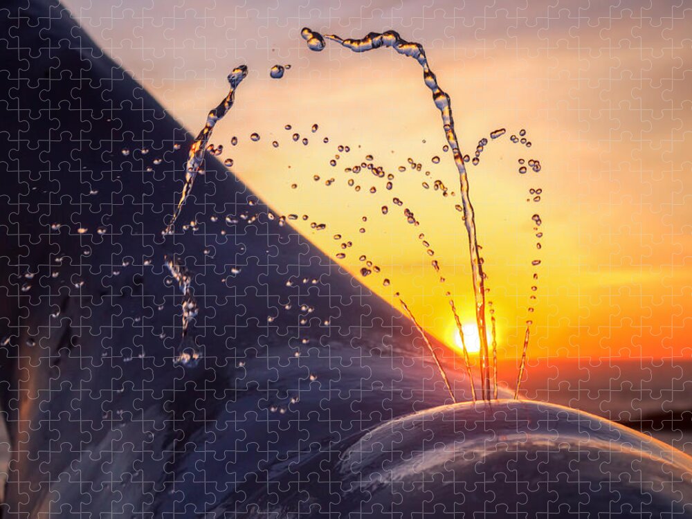 Water Jigsaw Puzzle featuring the photograph Sunset Spout 0017 by Kristina Rinell