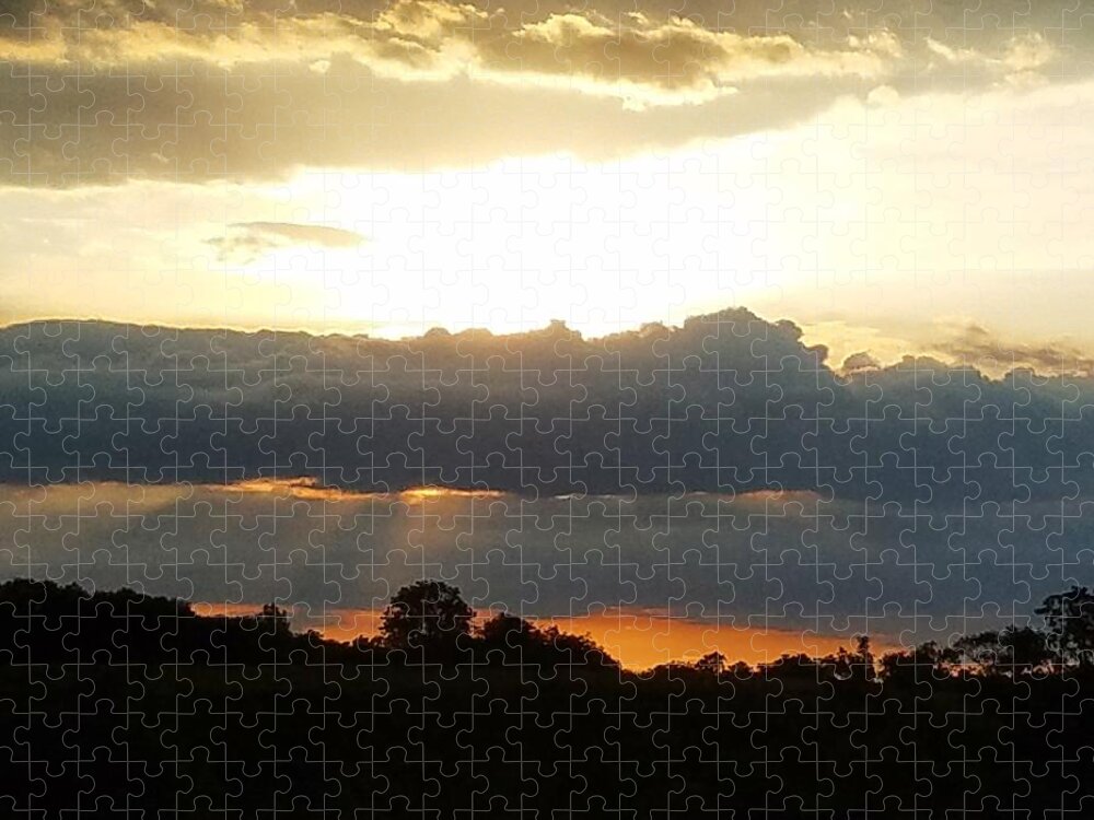Sunset Jigsaw Puzzle featuring the photograph Sunset Through the Dark by Vic Ritchey