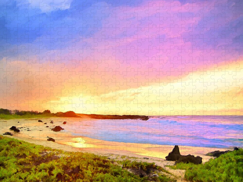 Sunset Jigsaw Puzzle featuring the painting Sunset Walk by Dominic Piperata