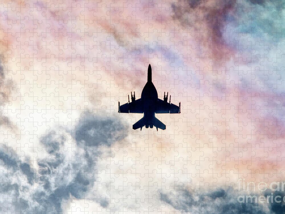 Boeing F18 Jigsaw Puzzle featuring the digital art Super Hornet Silhouette by Airpower Art