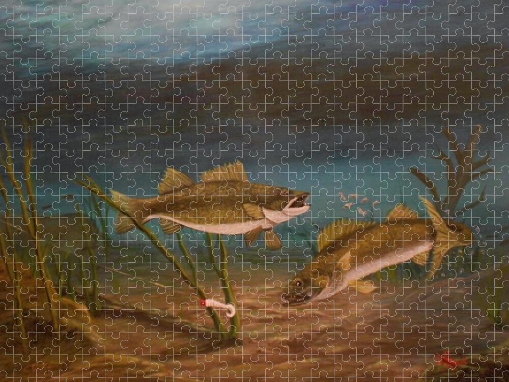 Underwater Jigsaw Puzzle featuring the painting Supper Time by Sheri Keith