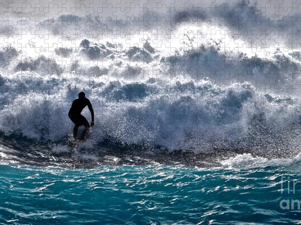 Surfer Jigsaw Puzzle featuring the photograph Surfer on the Storm by Debra Banks