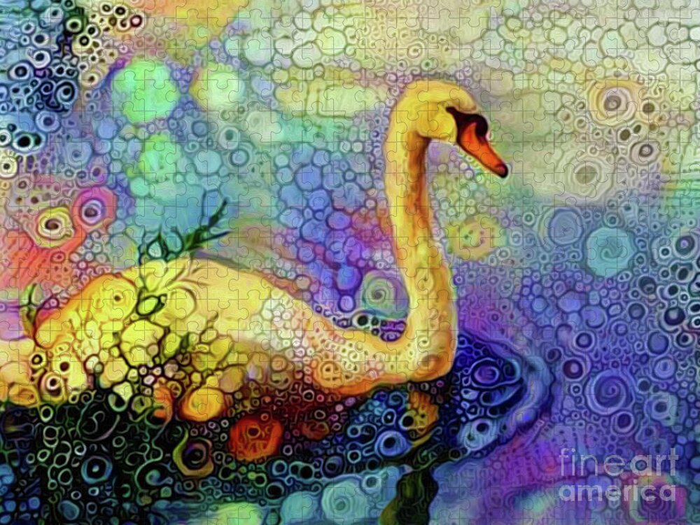 Fantasy Jigsaw Puzzle featuring the photograph Swan Spectacular Oil by Nina Silver