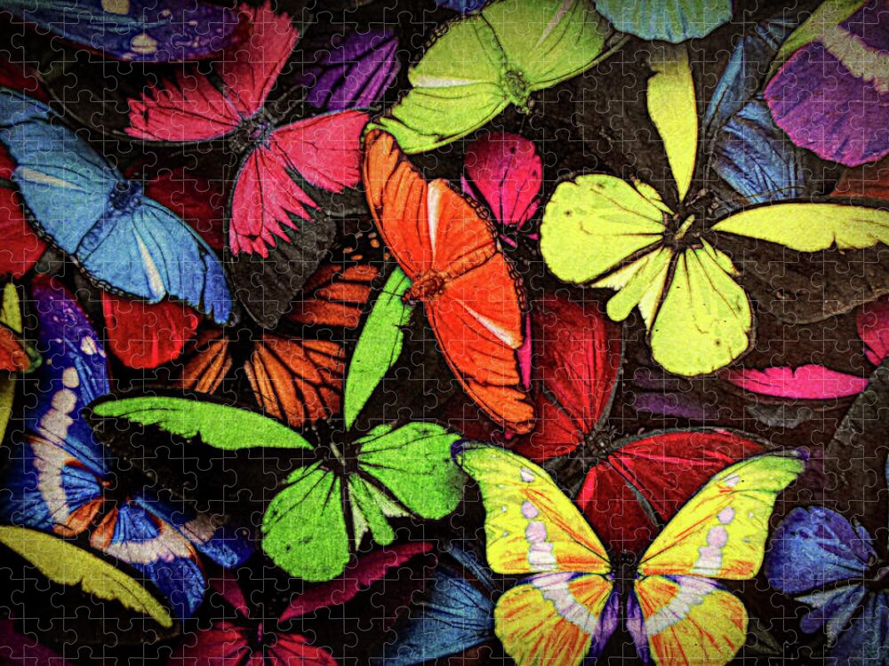 Butterflies Jigsaw Puzzle featuring the painting Swarm of Butterfles by Sandi OReilly