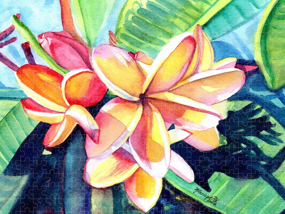 Plumeria Jigsaw Puzzle featuring the painting Sweet Plumeria 2 by Marionette Taboniar