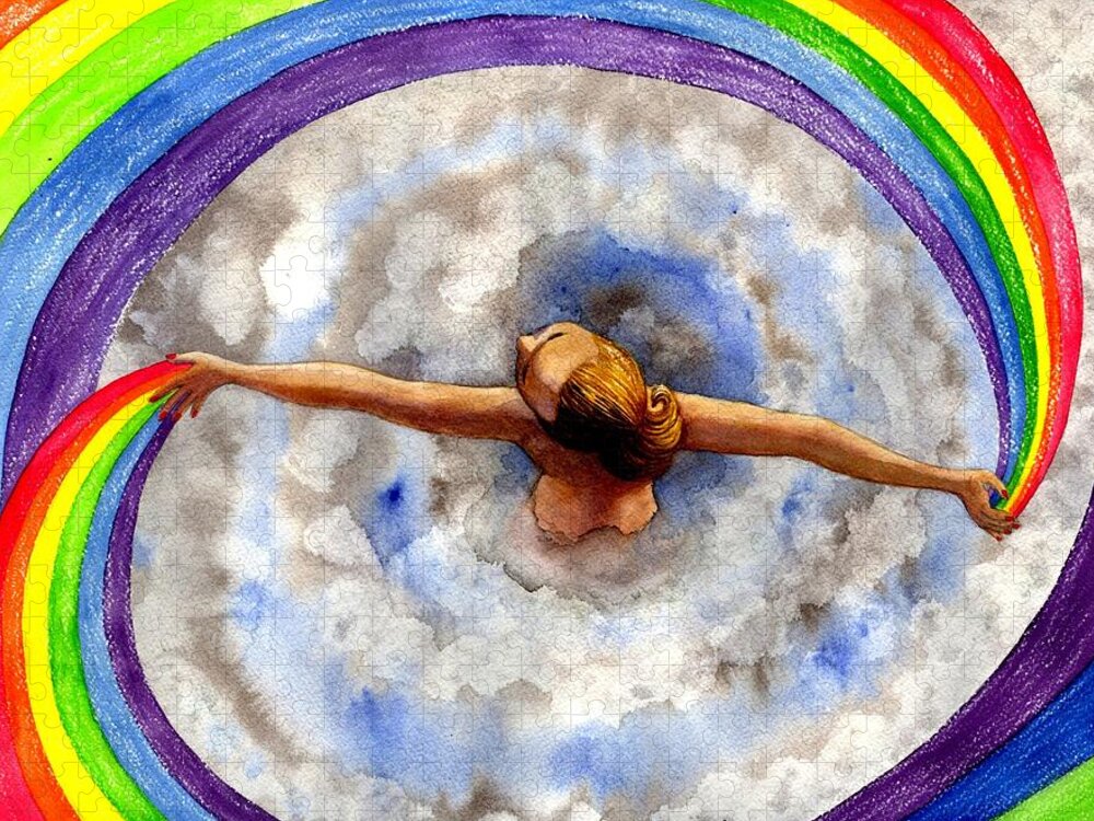 Rainbow Jigsaw Puzzle featuring the painting Swirl by Catherine G McElroy