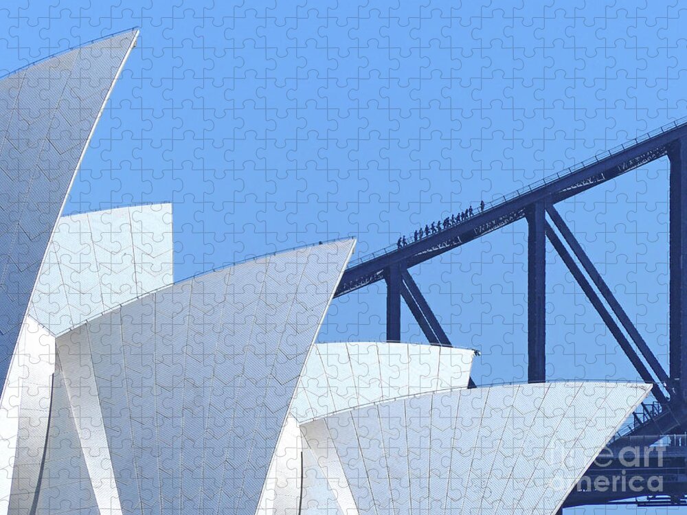Sydney Opera House Jigsaw Puzzle featuring the photograph Sydney Opera House and Sydney Harbour Bridge by Phil Banks
