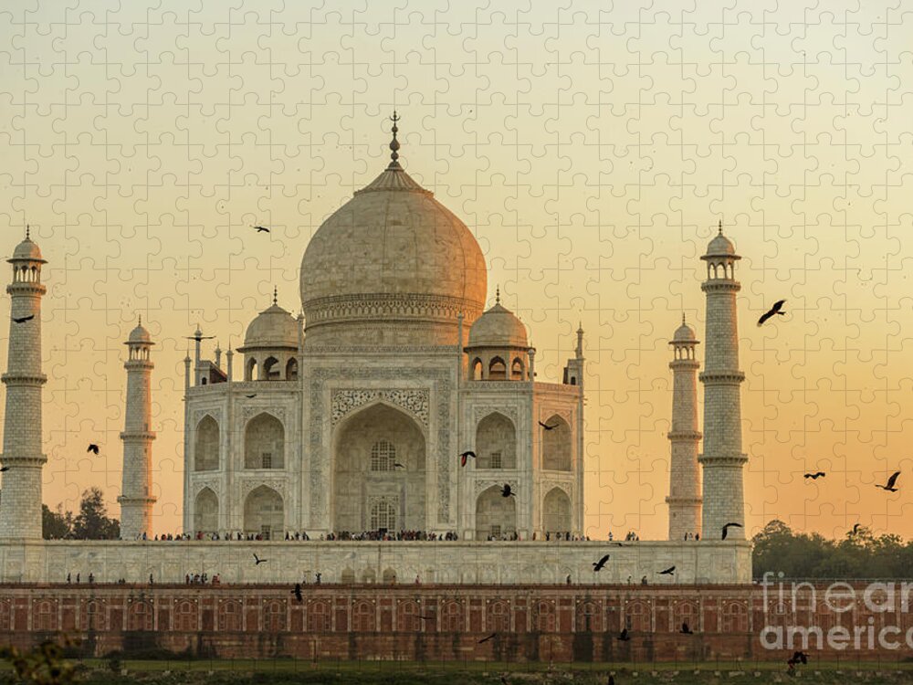 Building Jigsaw Puzzle featuring the photograph Taj Mahal at Sunset 01 by Werner Padarin
