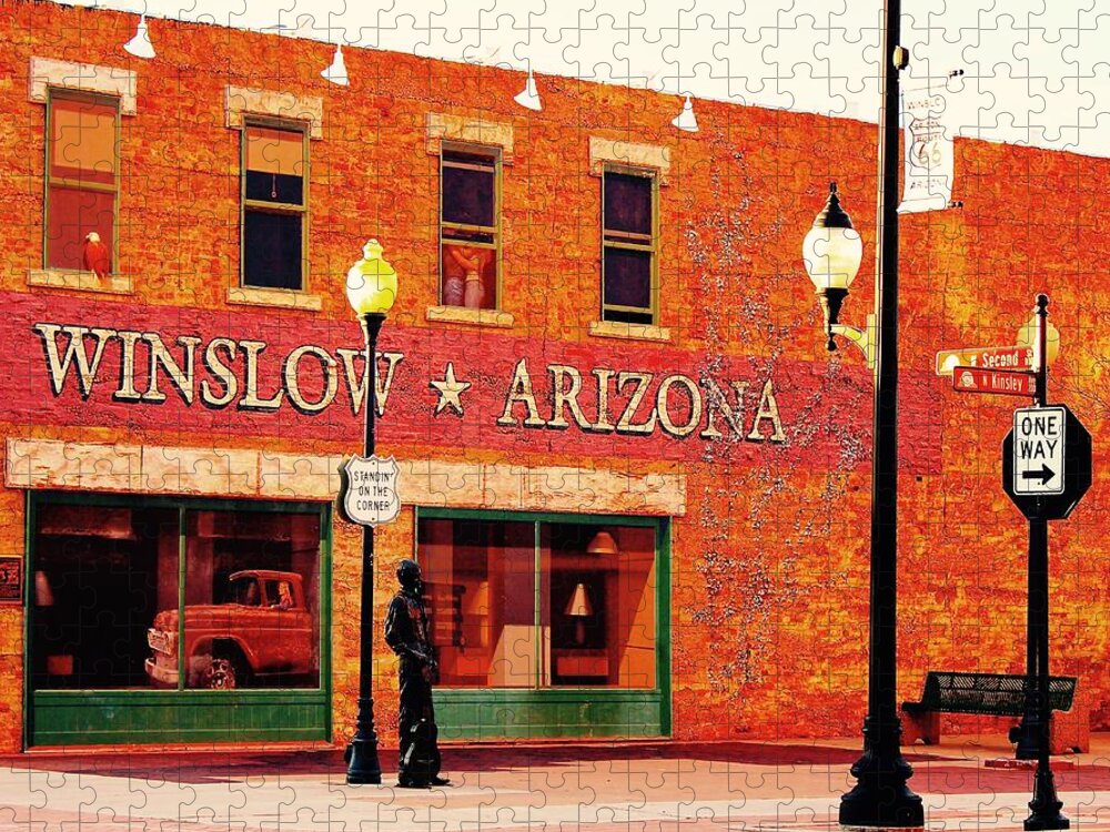 Winslow Jigsaw Puzzle featuring the photograph Standing on the Corner by Barbara Zahno