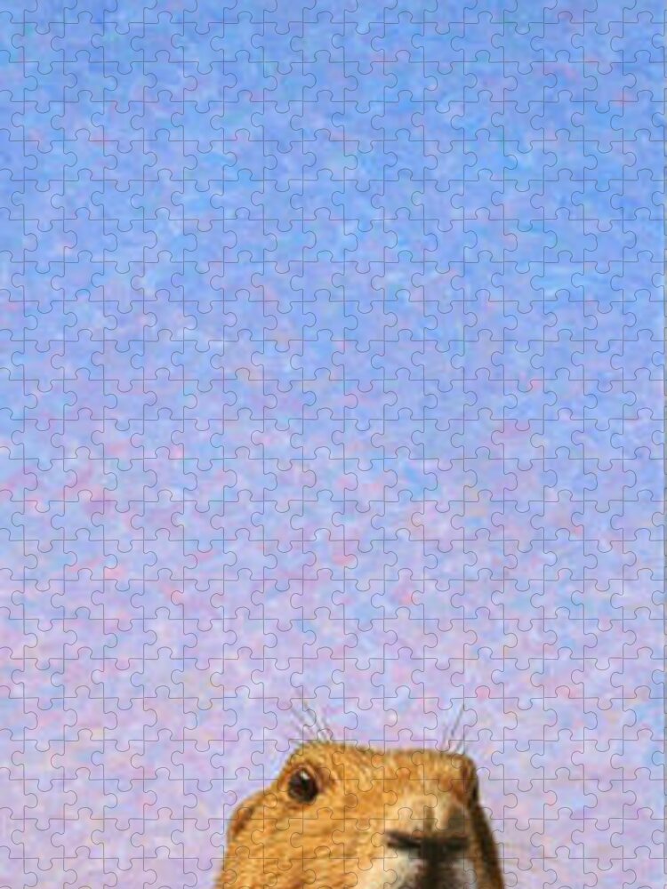 Prairie Dog Jigsaw Puzzle featuring the painting Tall Prairie Dog by James W Johnson