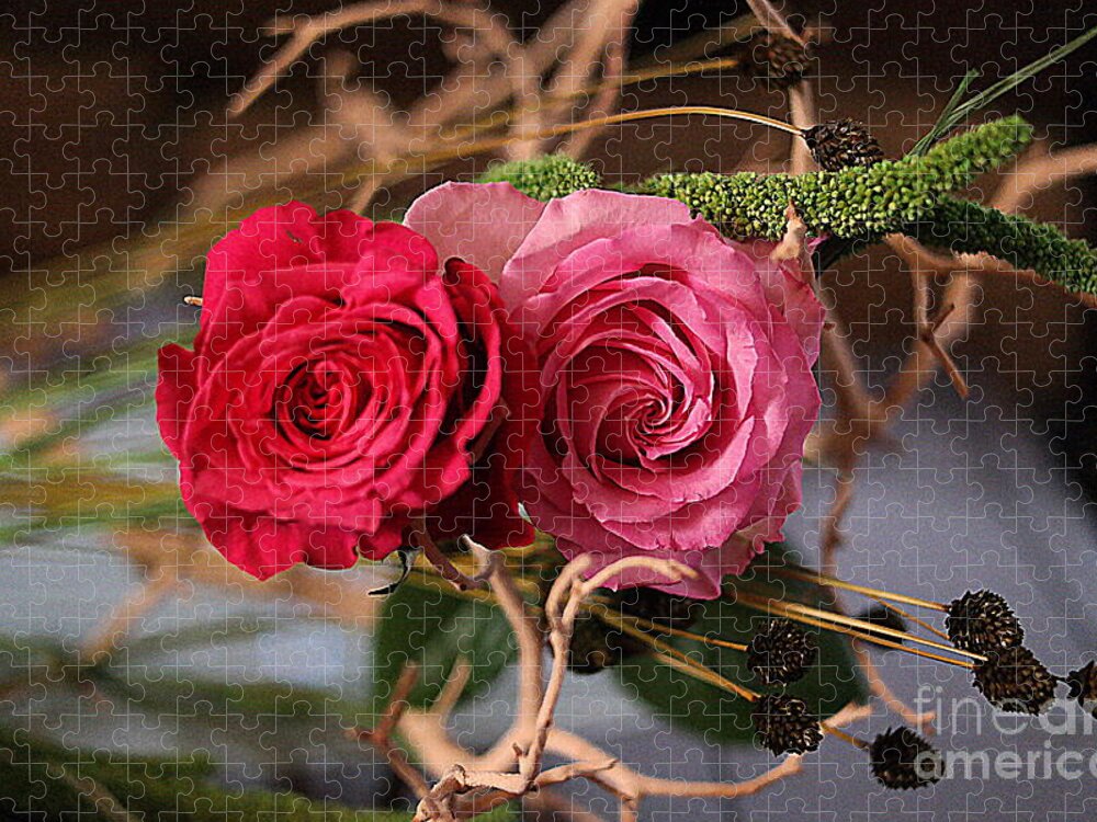 Flowers Jigsaw Puzzle featuring the photograph Tangled on Driftwood by Diana Mary Sharpton