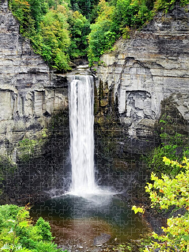 Taughannock Falls Jigsaw Puzzle featuring the photograph Taughannock Falls View from the Top by Christina Rollo
