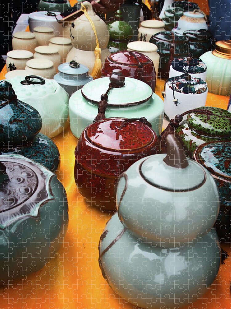 Tea Jigsaw Puzzle featuring the photograph Tea Pots for Sale 3 by George Taylor