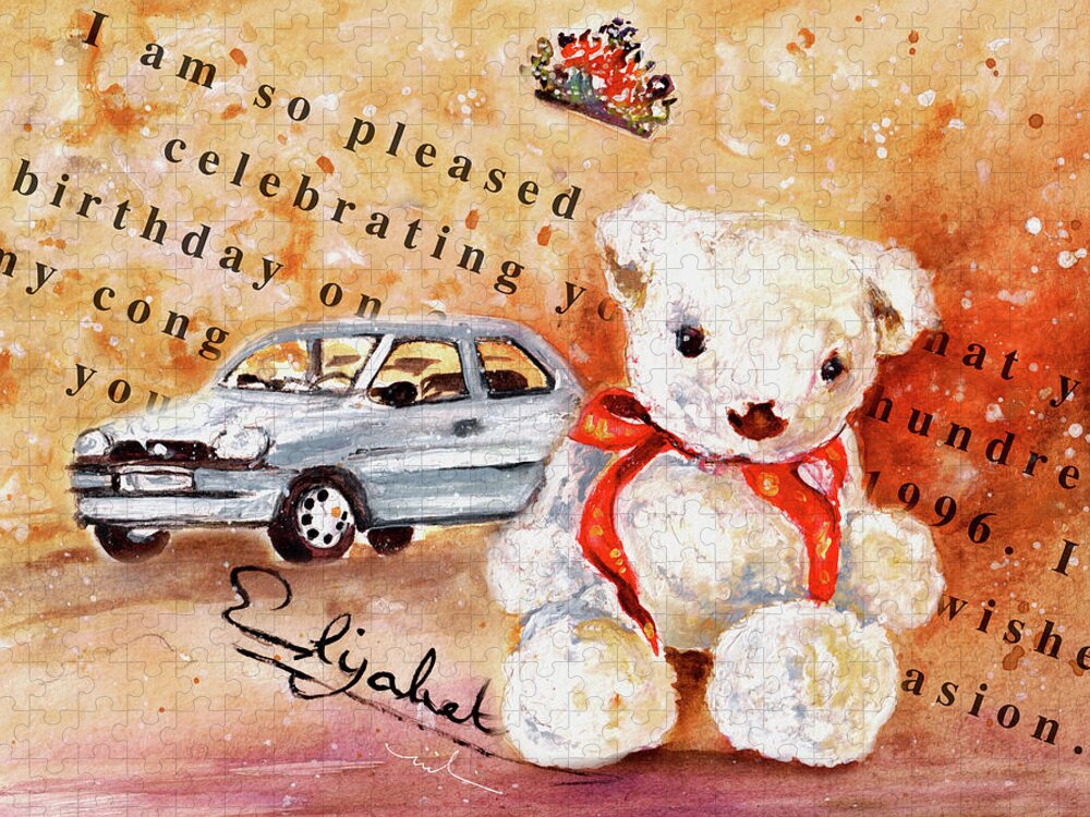 Truffle Mcfurry Jigsaw Puzzle featuring the painting Teddy Bear William by Miki De Goodaboom