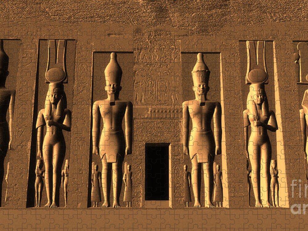 Temple Jigsaw Puzzle featuring the painting Temple of Nefertari by Corey Ford