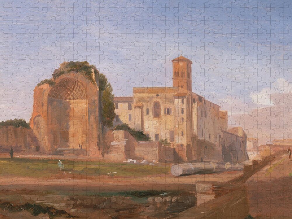 English Art Jigsaw Puzzle featuring the painting Temple of Venus and Rome, Rome by Edward Lear