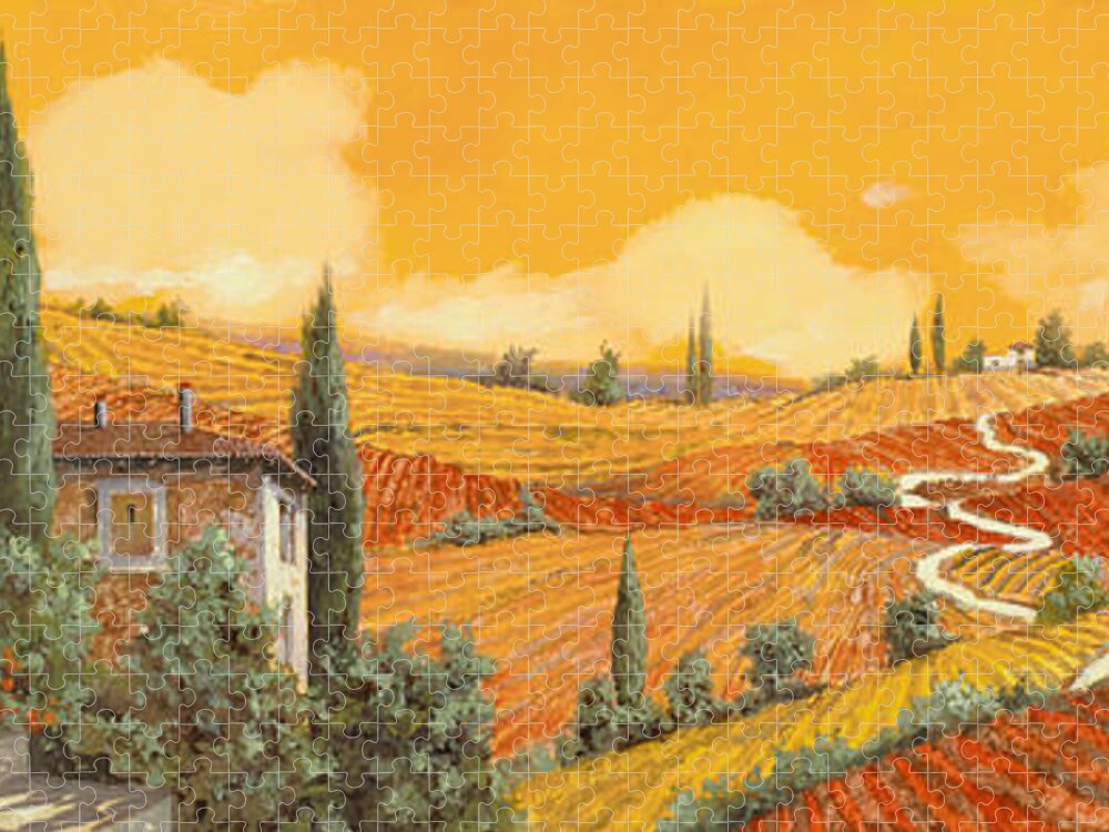Tuscany Jigsaw Puzzle featuring the painting la terra di Siena by Guido Borelli