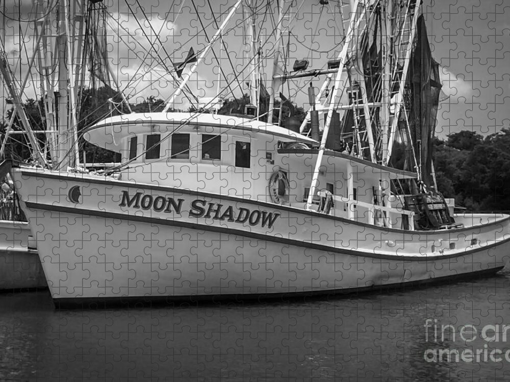 Moon Shadow Jigsaw Puzzle featuring the photograph Moon Shadow Working Boat by Dale Powell
