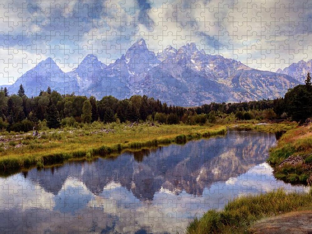 Grand Teton National Park Jigsaw Puzzle featuring the photograph Tetons At The Landing 1 by Marty Koch