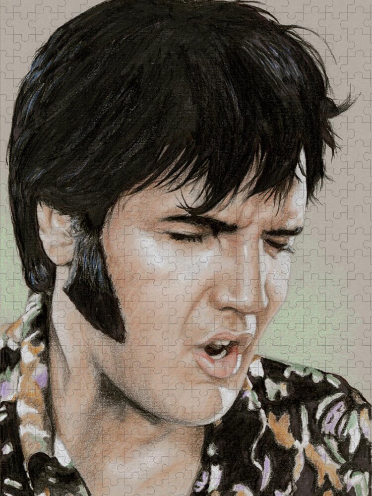 Elvis Jigsaw Puzzle featuring the drawing Thats the way to rehearse by Rob De Vries
