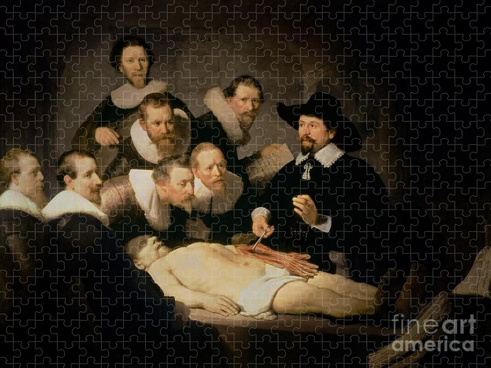 The Jigsaw Puzzle featuring the painting The Anatomy Lesson of Doctor Nicolaes Tulp by Rembrandt Harmenszoon van Rijn
