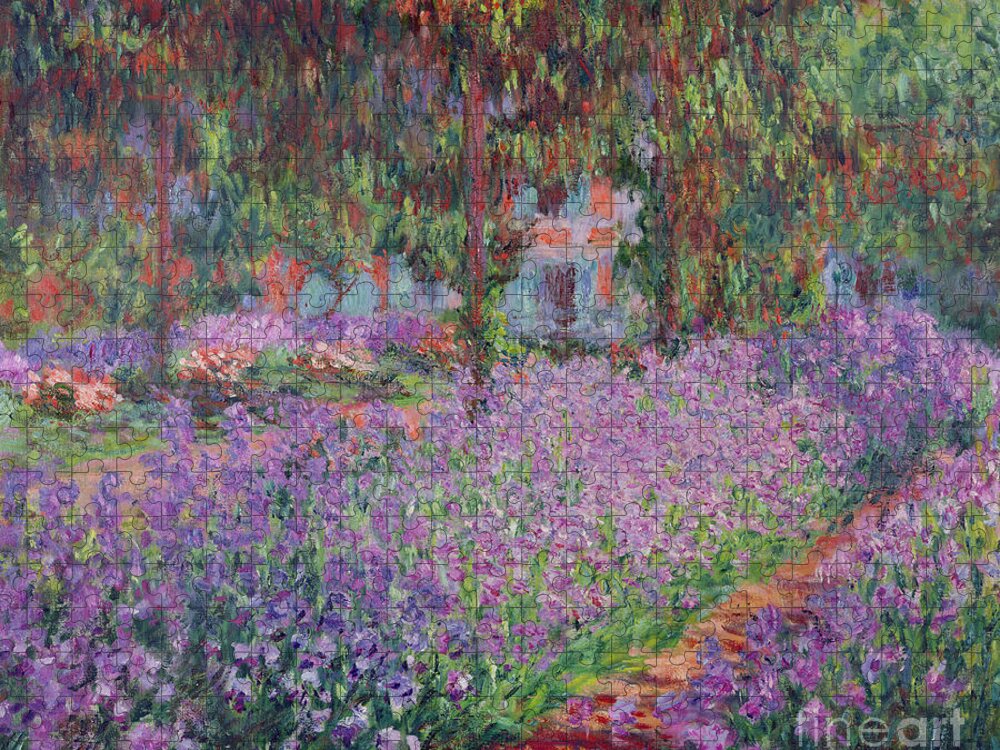 The Jigsaw Puzzle featuring the painting The Artists Garden at Giverny by Claude Monet