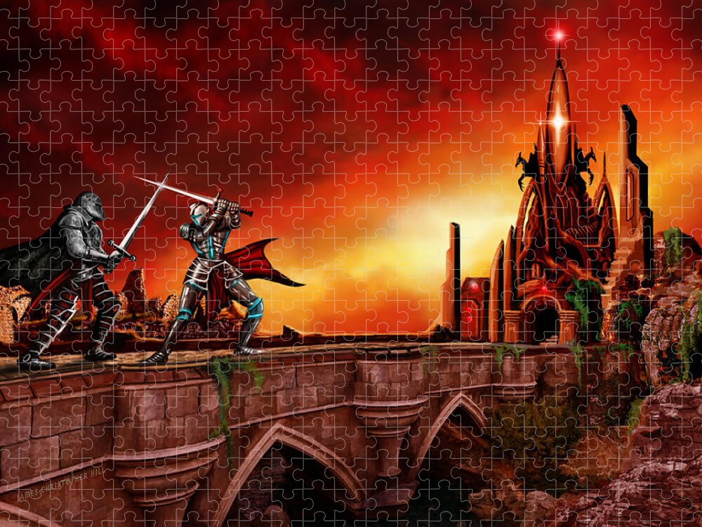 Copyright 2015 - James Christopher Hill Jigsaw Puzzle featuring the painting The Battle for the Crystal Castle by James Hill