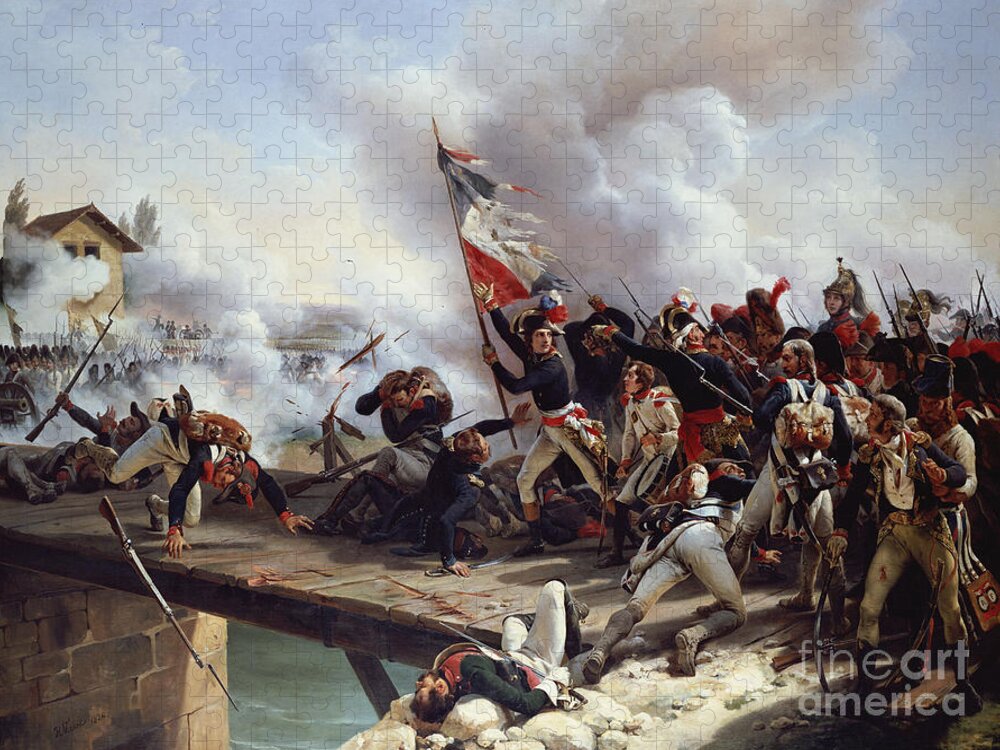 Battle Jigsaw Puzzle featuring the painting The Battle of Pont d'Arcole by Emile Jean Horace Vernet