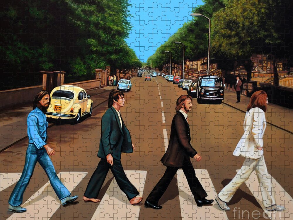 The Beatles Jigsaw Puzzle featuring the painting The Beatles Abbey Road by Paul Meijering
