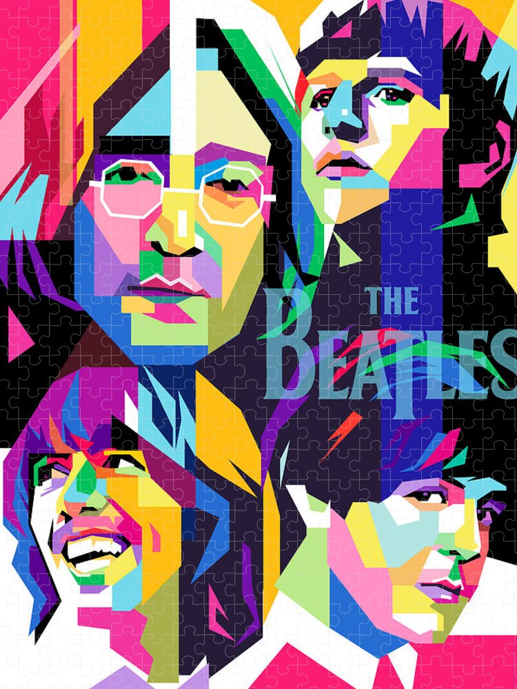 The Beatles Jigsaw Puzzle featuring the digital art The Beatles on WPAP Pop Art by Ahmad Nusyirwan