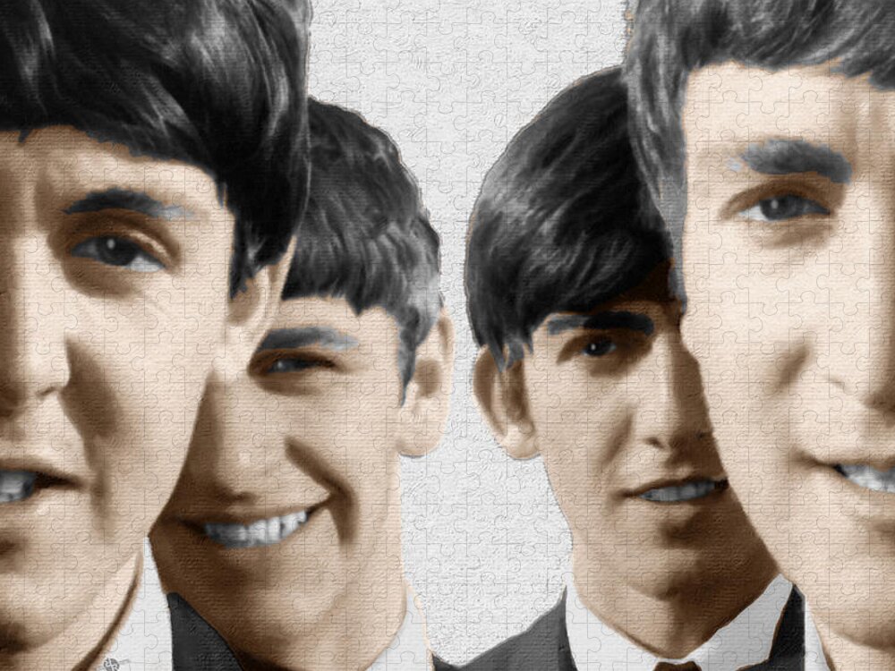 The Beatles Jigsaw Puzzle featuring the painting The Beatles Painting 1963 Color by Tony Rubino