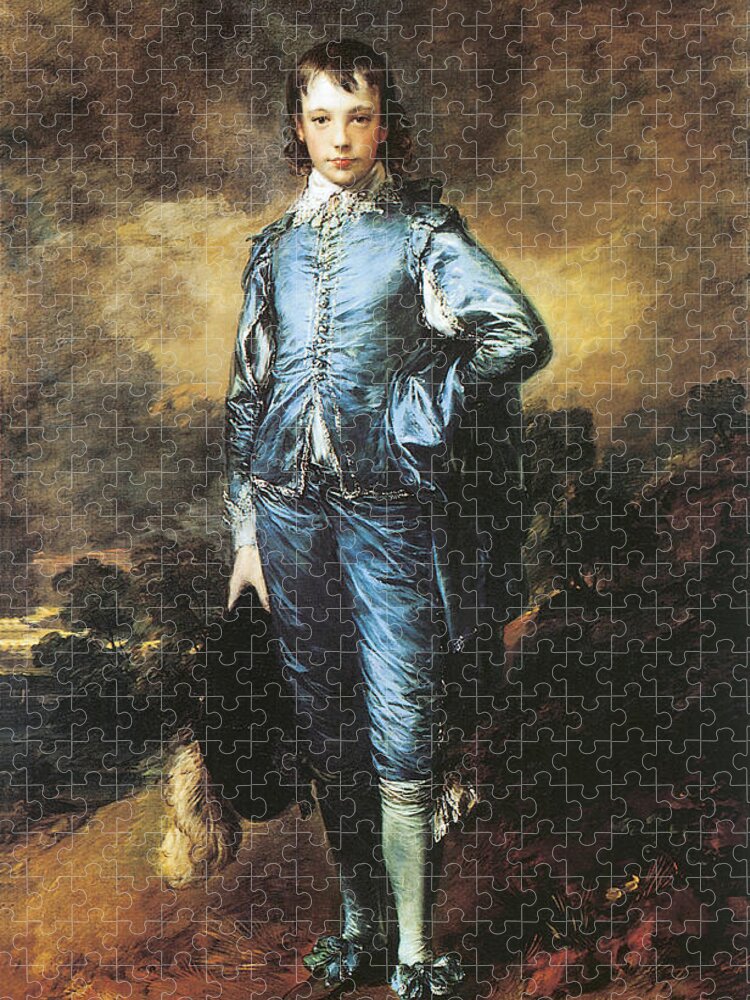 The Blue Boy Jigsaw Puzzle featuring the painting The Blue Boy by Thomas Gainsboroug
